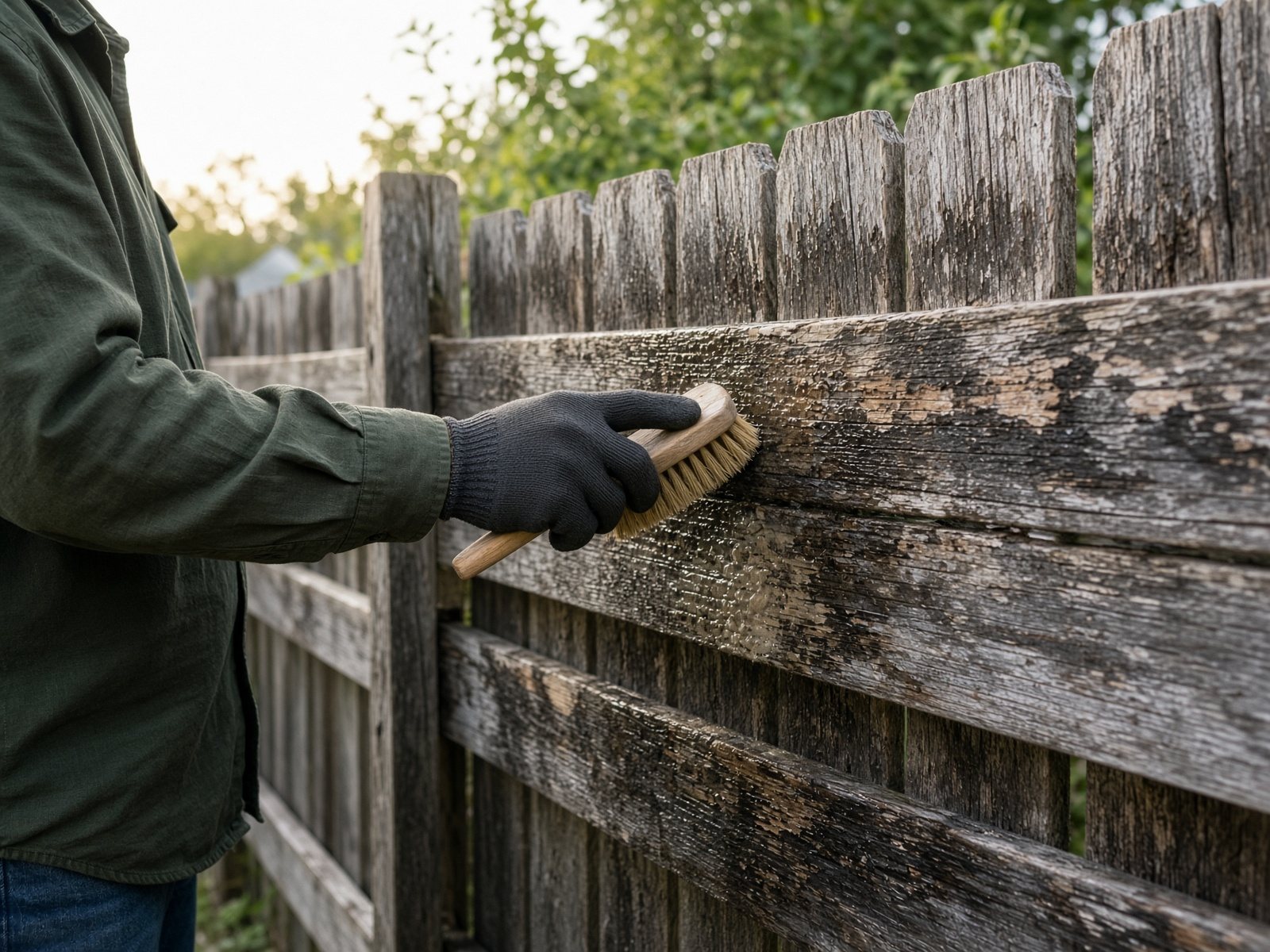 Careful prep work on weathered fence boards
